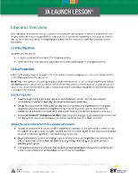 JA Launch Lesson: Educator Guide cover